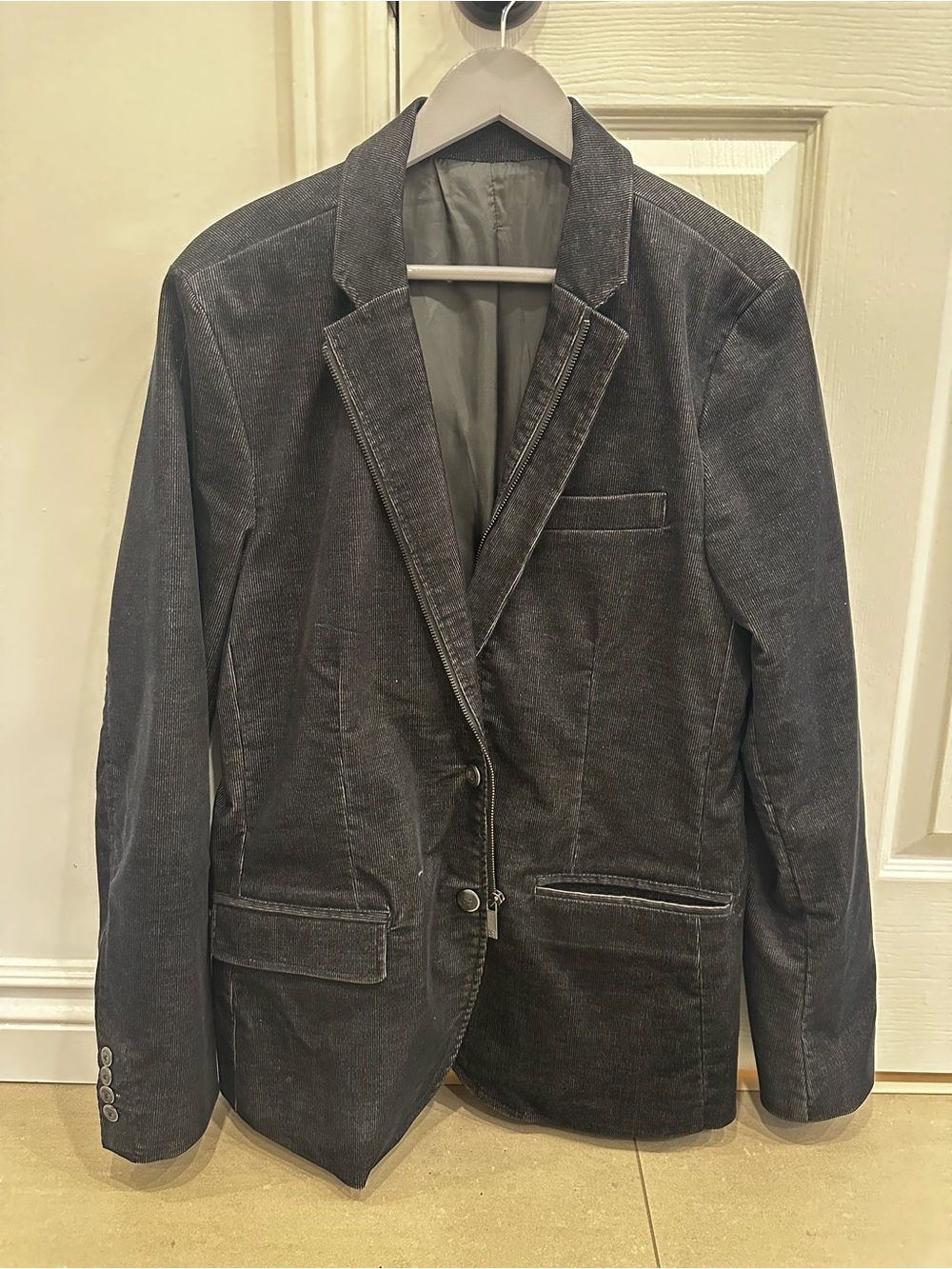 Reaction Kenneth Cole Men's Dark black/ Gray Corduroy Sport Coat